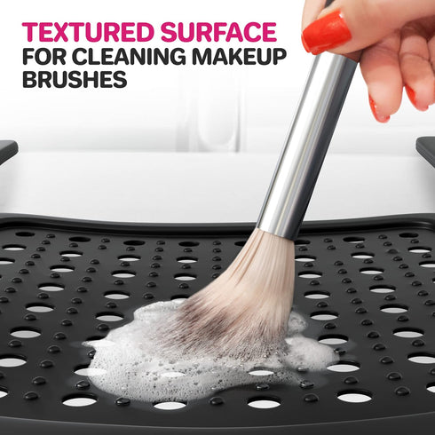 Sink Topper Foldable Sink Cover - Silicone Makeup Brush Cleaning Mat & Hot Tools Organizer - Large, Black