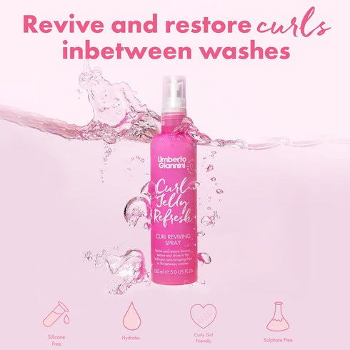 Umberto Giannini Curl Jelly Refresh, Curl Refreshing Styling Spray for Defined Curls, 5 fl Oz