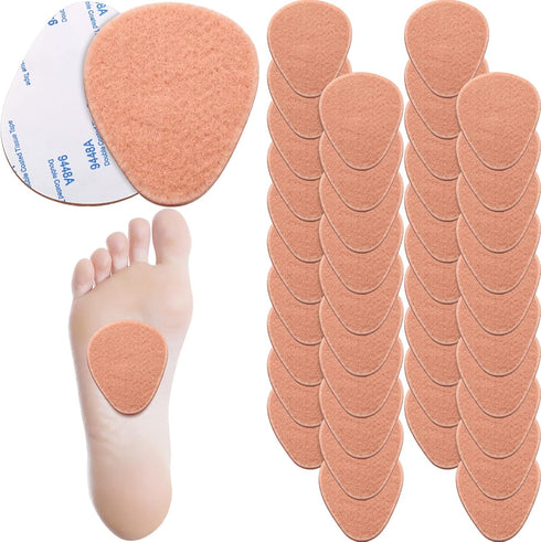 Syhood 40 Pcs Metatarsal Pad, 1/4 Inch Thick Ball of Foot Pain Relief Cushions for Men Women (Skin Color)