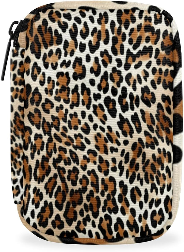 Skonsati Leopard Cheetah Print Weekly Pill Organizer Pill Caes Bag 7 Day Medicine