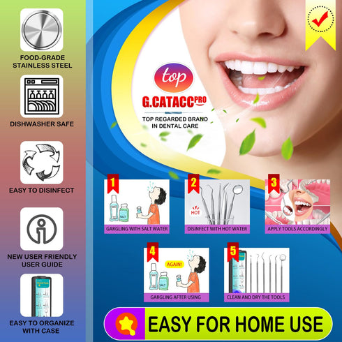 Dental Tools, Stainless Steel Teeth Cleaning Kit with Tooth Scraper and Plaque Remover