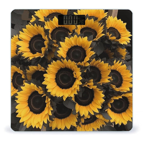 RLDOBOFE A Bouquet of Black Sunflowers Weight Scale,Clear LED Display Bathroom Digital Weighing