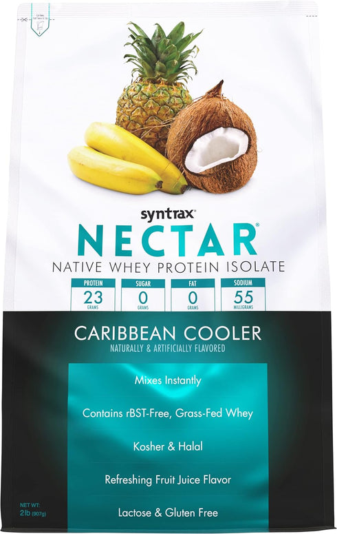 Syntrax Nutrition Nectar, 100% Whey Isolate Protein Powder, Caribbean Cooler Flavor, 2 lbs
