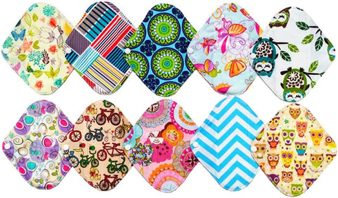 JOBEBE 10 Pieces 8 Inch Light Mama Cloth/Menstrual Pads/Reusable Sanitary Pads Panty Liner