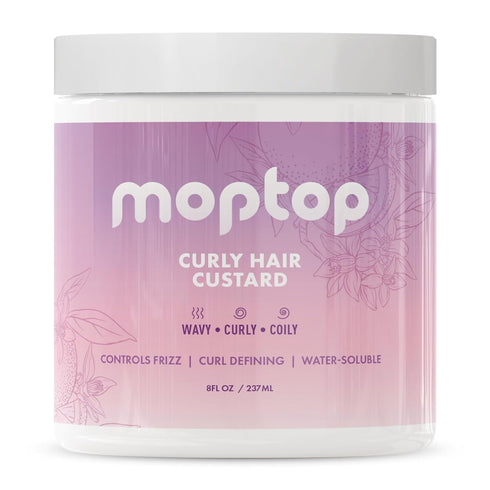 MopTop Curly Hair Gel Custard - 8oz Citrus Kumquat, Lightweight Styling Gel for Moisturizing Soft Curls