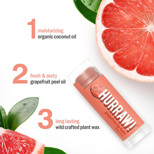 Hurraw! Grapefruit Lip Balm, 2 Pack - Organic, Certified Vegan, Cruelty-Free, Non-GMO, 100% Natural Ingredients
