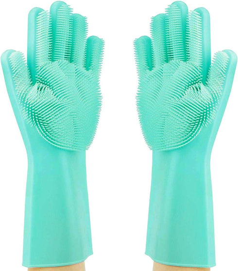 MITALOO Magic Dishwashing Cleaning Sponge Gloves Reusable Silicone Brush Scrubber Gloves