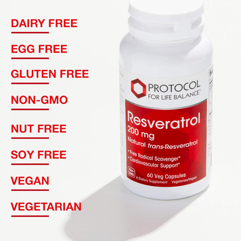 Protocol Resveratrol 200 mg - Natural Trans-Resveratrol with Japanese Knotweed & Red Wine Extract - Vegan & Non-GMO -