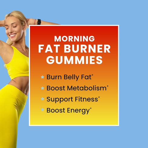 Morning Fat Burner Gummies for Weight Loss for Women & Men | Thermogenic Belly Fat Burner with Green Tea, Garcinia, 60