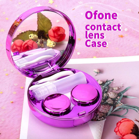 Contact Lens Case, Bling Constellations Travel Kit with Tweezers, Remover Tool, Mirror & Solution Bottle (Purple)