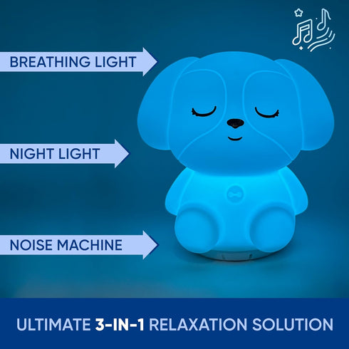 RAINLAX 4-7-8 3 1 Mindfulness 'Breathing Puppy' | Guided Visual Meditation Breathing Light | in Device with Night Light