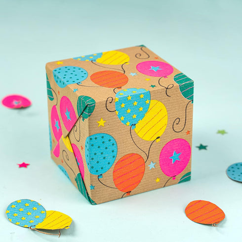 RUSPEPA Mini Kraft Wrapping Paper Rolls, 4 Rolls, 17 inches x 10 feet per Roll, Colorful Birthday Gift Wrap