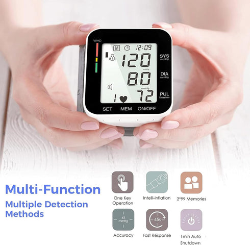 MMIZOO 5.31-7.68 inch 99x2 Sets Wrist Blood Pressure Monitor Bp Monitor Large LCD Display Blood Pressure Machine