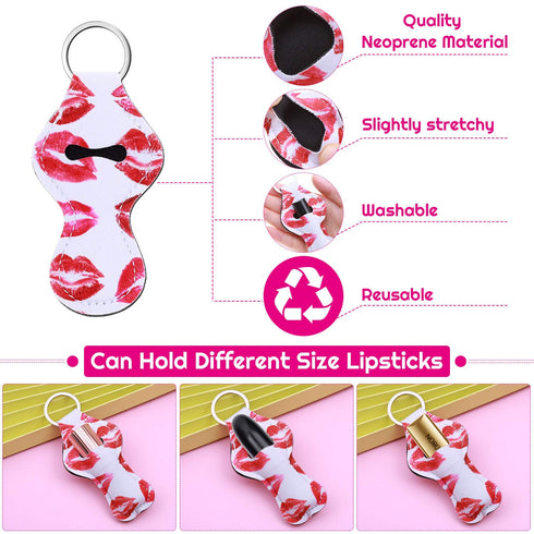 shynek Chapstick Holder Keychain - 40Pcs Lip Balm Holder Keychain Set (Neoprene, Multicolor, Portable for Women)