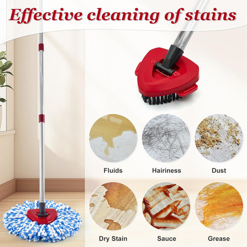 Set 2-Tank Set Spin Mop Handle,Mop Heads Replacements,Scrubber Mop Head and Mop Base Combo Compatible with Ocedar