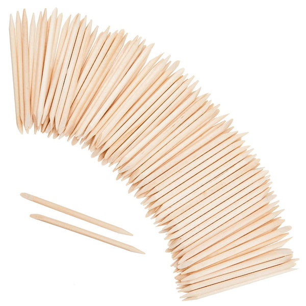 Maitys 200 Pieces Wooden Cuticle Pusher Remover, 4.53 Inch Orange Sticks, Multi-Functional Nail Tool