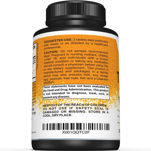 USDA Certified Organic Turmeric Supplement, 1,400mg Turmeric per Serving, Organic Black Pepper, 60 Count