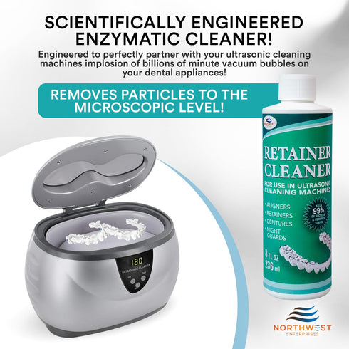 Ultrasonic Retainer Cleaner Solution Concentrate, Cleans Mouthguards, Invisalign, Nightguards, 8 oz