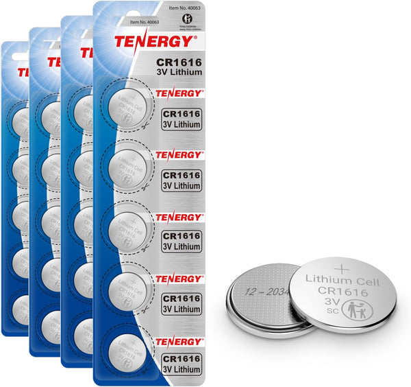 Tenergy CR1616 3V Lithium Cell Batteries, for Keys, Handheld Game Console, Calulators, Accessories,