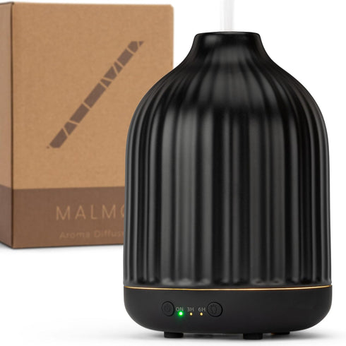 MALM Ceramic Diffuser (250ml) - Essential Oil Diffuser Black - Aromatherapy Diffuser -