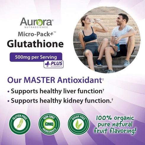 Aurora Nutrascience Micro-Pack Liposomal Glutathione, Immune Support, Antioxidant, 500 mg, 30 Packets
