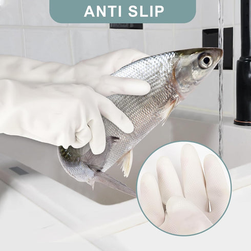 2 Pair, 15IN Kitchen Dishwashing Gloves, Reusable Household Cleaning Gloves, Durable, Latex Free (Large)