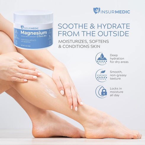 InsurMedic Magnesium Cream for Neuropathy - Nerve Muscle Cramps & Body Pain Support Topical Lotion for Kids Adults