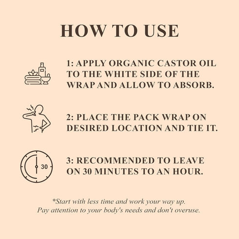 Pack 16 oz Pack Handcraft Blends Castor Oil Wrap | Organic Castor Oil | Reusable Wraps | Durable Comfortable Wraps |