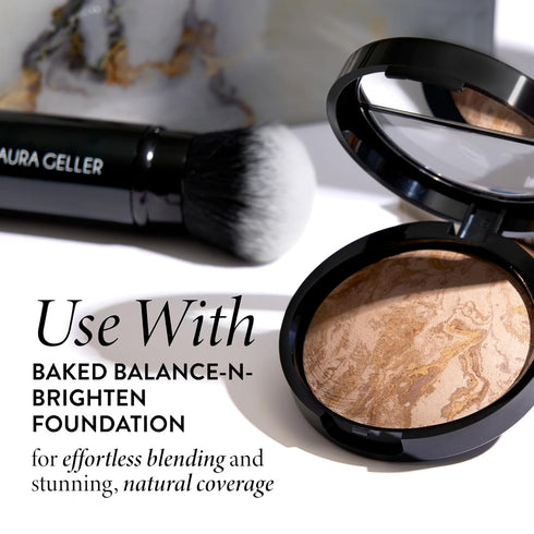 LAURA GELLER NEW YORK Retractable Airbrush Kabuki Brush for Liquid, Cream & Powder Face Makeup with Aluminum Handle