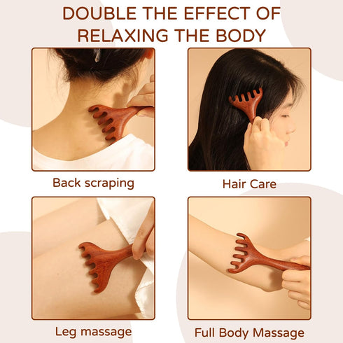hinbkenla 2pcs 6 Five Touch Therapy Comb,Massage Claws,Saludea Fivetouch Therapy,Sandalwood Multi-Functional Handheld
