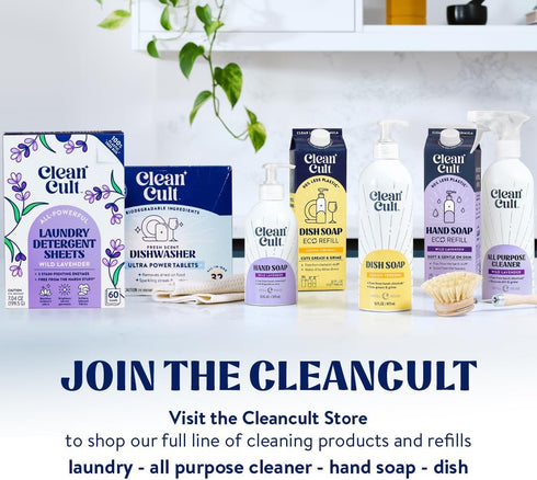 Cleancult Dish Soap Liquid Refill (32oz, 1 Pack) - Plant Based Dish Soap that Cuts Grease & Grime, Wild Lavender
