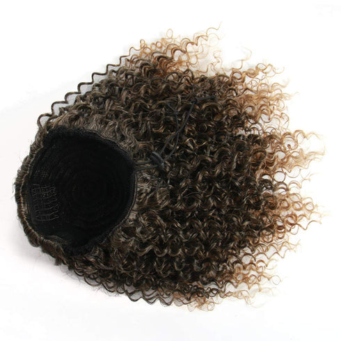 Short Afro Kinky Curly Ponytail Hair Piece - Synthetic Afro Kinky Curly Ponytail Extension for Women (Mix