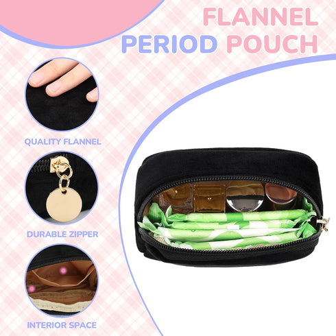 SIDESUGAR Flannel Sanitary Napkin Storage Bags for Women Portable Period Kit Menstrual Cup Pouches Feminine Pad Holder