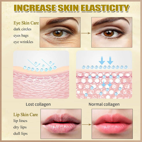 30 Pairs 24K Gold Eye Masks & Lip Masks - Crystal Collagen Patches for Puffy Eyes, Moisturizing Skin Care