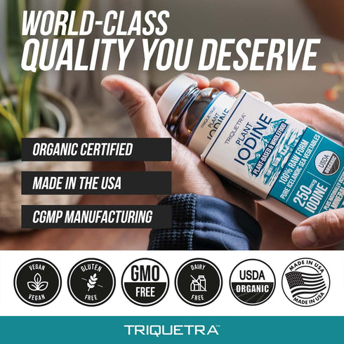 Organic Iodine Supplement from Sea Vegetable Complex - 250 mcg, Whole Food & Raw Iodine Plus Trace Mineral Complex