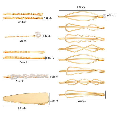Yaomiao 17 Pieces Gold Hair Pins Set Geometric Bobby Pin Barrettes Decorative Jewelry Hair Clamps for Women