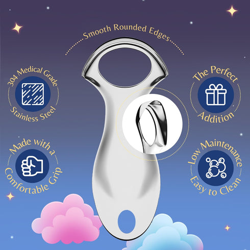 TONGUE SCRAPER FOR KIDS, Stainless Steel Cleaner, Dual Pack Convenience, Kid-Friendly Design, Blue