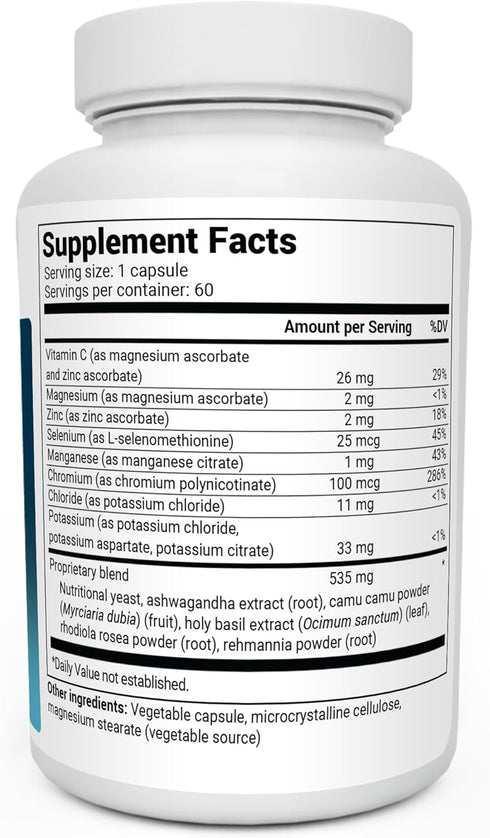 Dr. Berg Adrenal & Cortisol Capsules, Adrenal Supplement for Mood, Focus, Relaxation, Stress Support, 60 Capsules