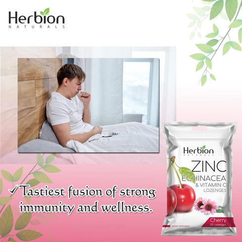 Herbion Naturals Zinc, Echinacea and Vitamin C Lozenges | 25 CT | Natural Cherry Flavor Dietary Supplement