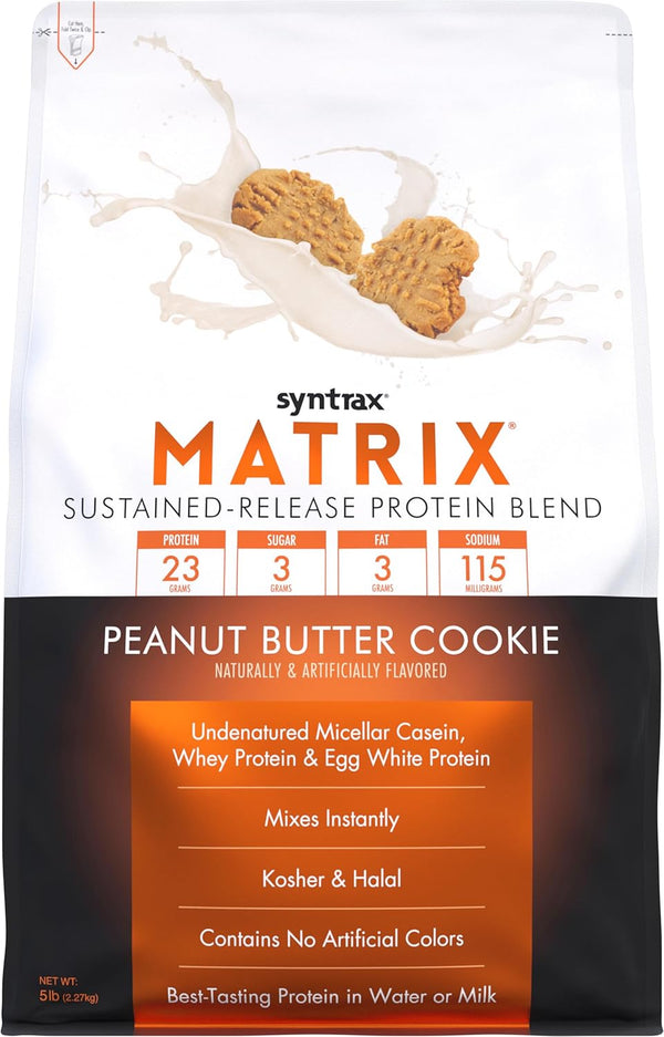 Syntrax Nutrition Matrix Protein Powder, Sustained-Release Protein Blend, Peanut Butter Cookie, 2 lbs