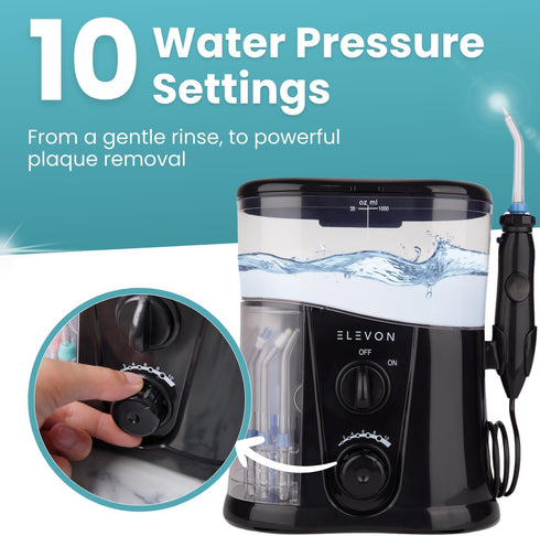 Premium Water Flosser - Ultimate Oral Care Plug-in Tooth Cleaner with 10 Pressure Settings - XL 1L Tank and Carry Case - Ultrasonic Plaque Removal for Enhanced Gum Health - 9 Special Nozzles