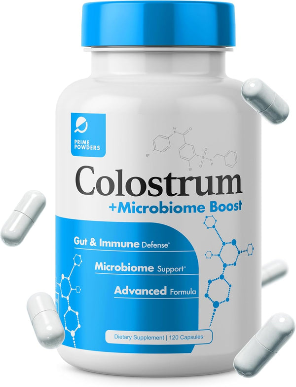 Prime Powders Colostrum Capsules | Grass-Fed Bovine Colostrum with Akkermansia Probiotic 1B AFU |
