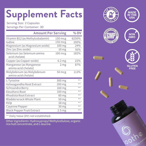 WellPath Soothe Hormone Balance for Women + Cortisol Supplements | Thyroid, Mood & Metabolism Support | 60 ct