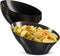 PLASTICPRO Disposable Medium Plastic Bowls, Black with Gold Rim, Pack of 4 for Appetizer Salads