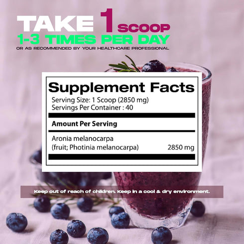 Aronia Berry 20:1 Extract Powder (4oz/114g) - Antioxidant, Flavonoids and Polyphenols Supplement - High ORAC Native