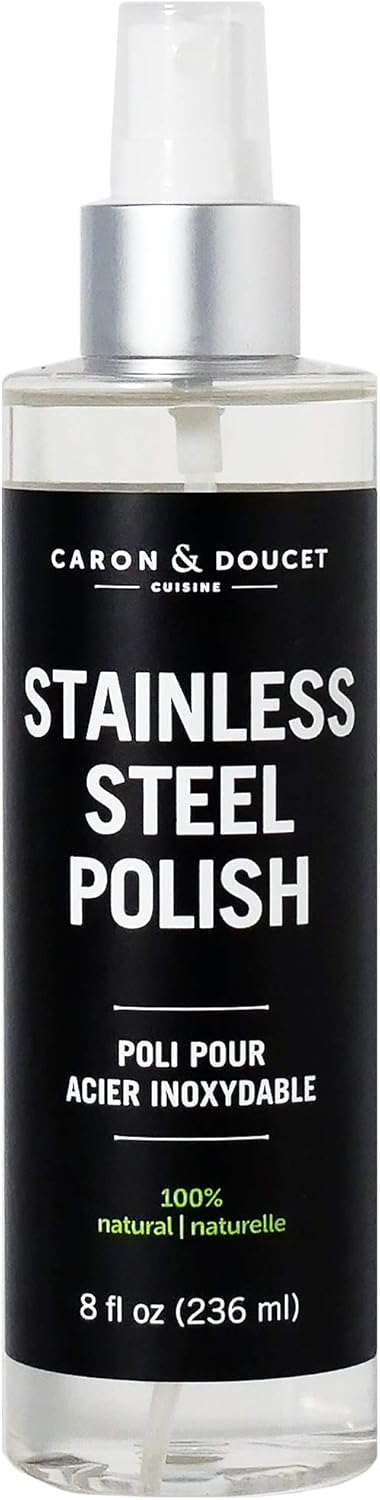 CARON & DOUCET Stainless Steel Polish - 100% Plant-Based, Non-Toxic Formulation, 8oz Concentrated