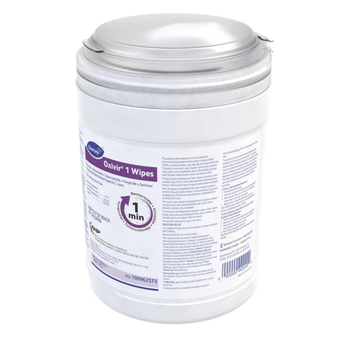 Diversey Oxivir 1 100962573 Disinfectant Wipes, 60 Large Wipes, Virucidal, Bactericidal, 1-Canister