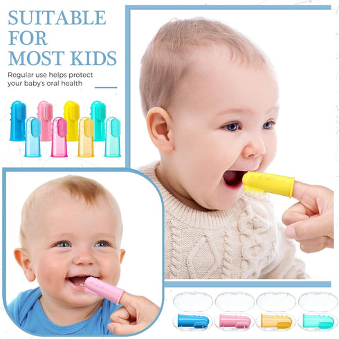 Zopeal 16 Sets Baby Finger Toothbrush, Soft Silicone Toothbrush for Toddler Oral Cleaning and Massaging