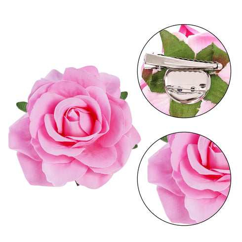 Rose Hair Clip Flower Hairpin, 4 Pcs Fabric Rose Brooch Floral Clips for Women Girls Wedding Party Mother's Day (2