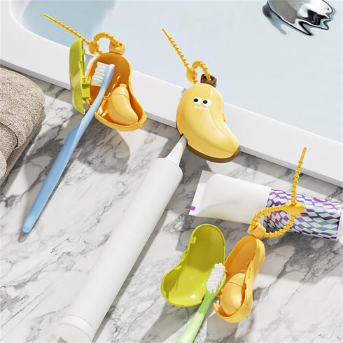 SOMUMOK Cartoon Banana Shape Toothbrush Head Protector Cover Portable Holders for Travel Bathroom Storage Case